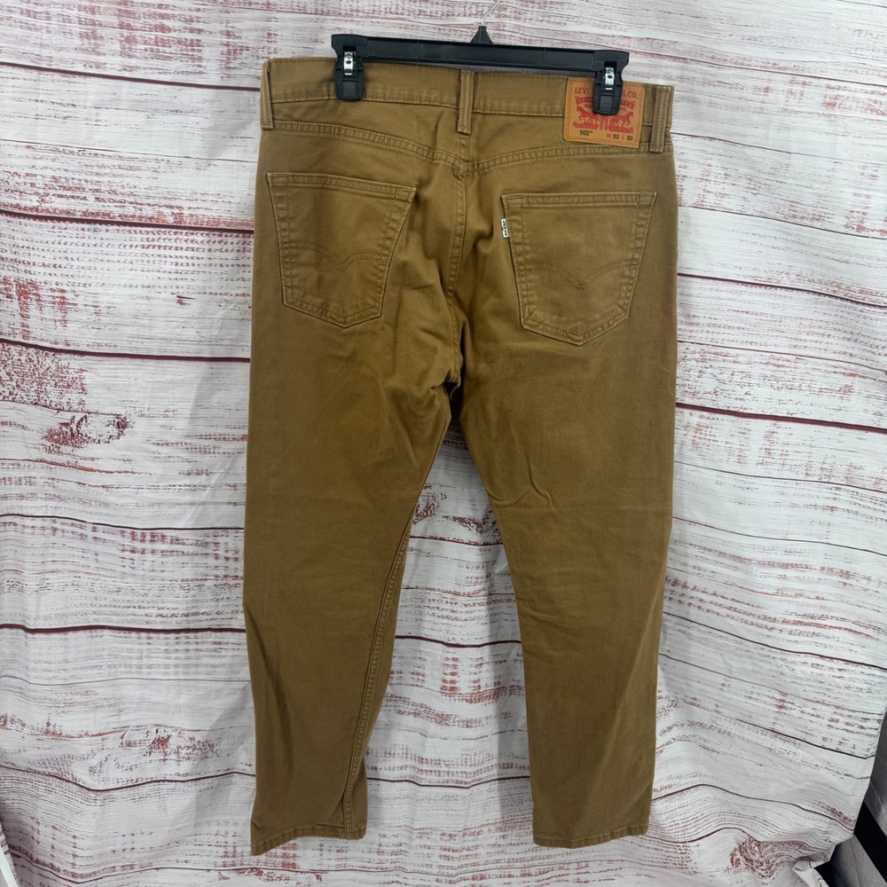 Levis 502 Regular Taper Jeans Mens 32x30 Brown Cotton Stretch Chino Pants - Picture 6 of 11